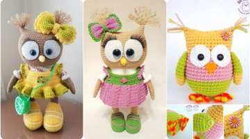 2 sizes of fabrics and their crochet owl patterns